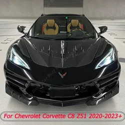 Car Front Bumper Lip Spoiler Cover Trim For Chevrolet Corvette C8 Z51 2020 2021 2022 2023+ Gloss Black Exterior Modification