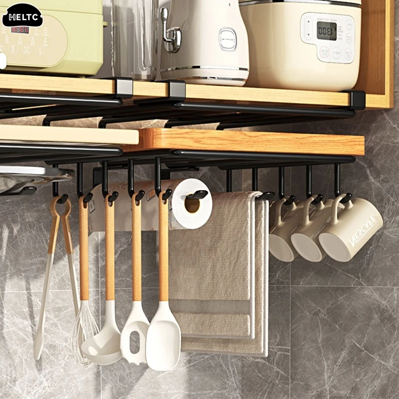 Double Stainless Steel Under Cabinet Hanging Rack Chopping Board Organizer Pot Lid Rack Tissue Holder Multipurpose Kitchen Shelf