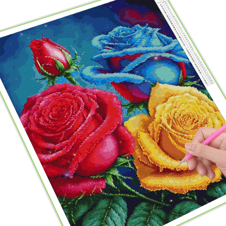 5D Diy Diamond Painting New Collection 2023 Color Rose Full Rhinestone Embroidery Flower Picture Beads for Needlework