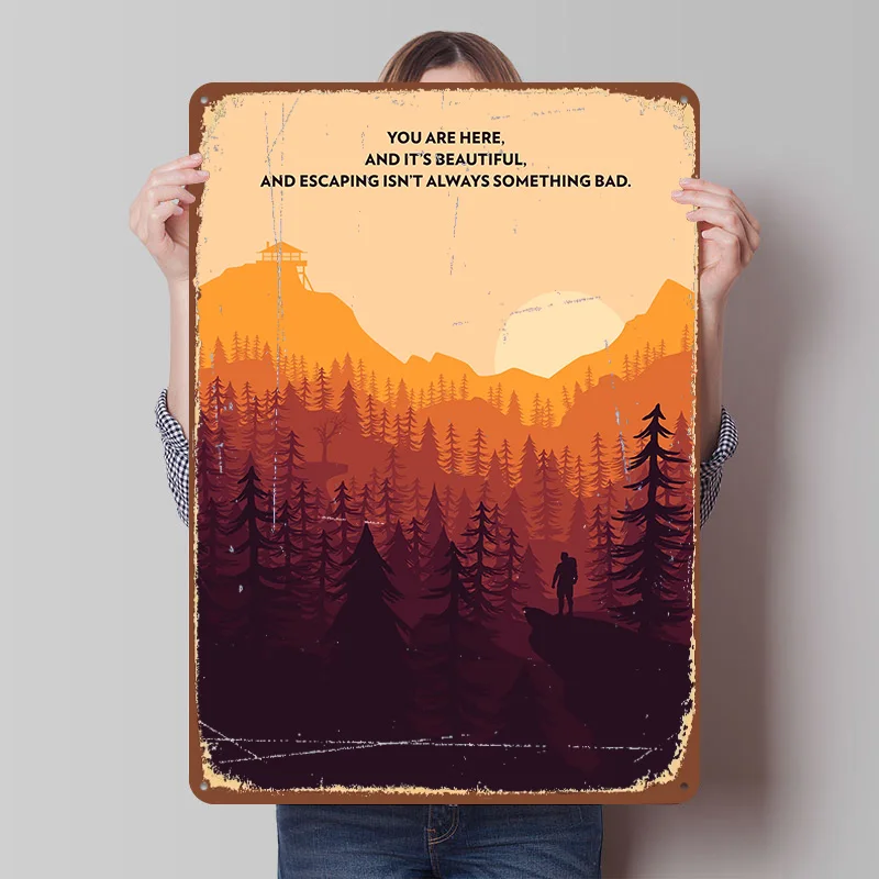 Firewatch Zitat Metallposter Personalisierte Wandkunst Retro Vintage Blechschilder für Männerhöhle Garagendekoration Gaming Wanddeko