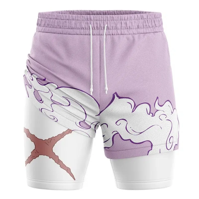 Men's Niche Anime Print Shorts, Featuring A Double-layer Mesh Design, Casual Men's Sports Pants