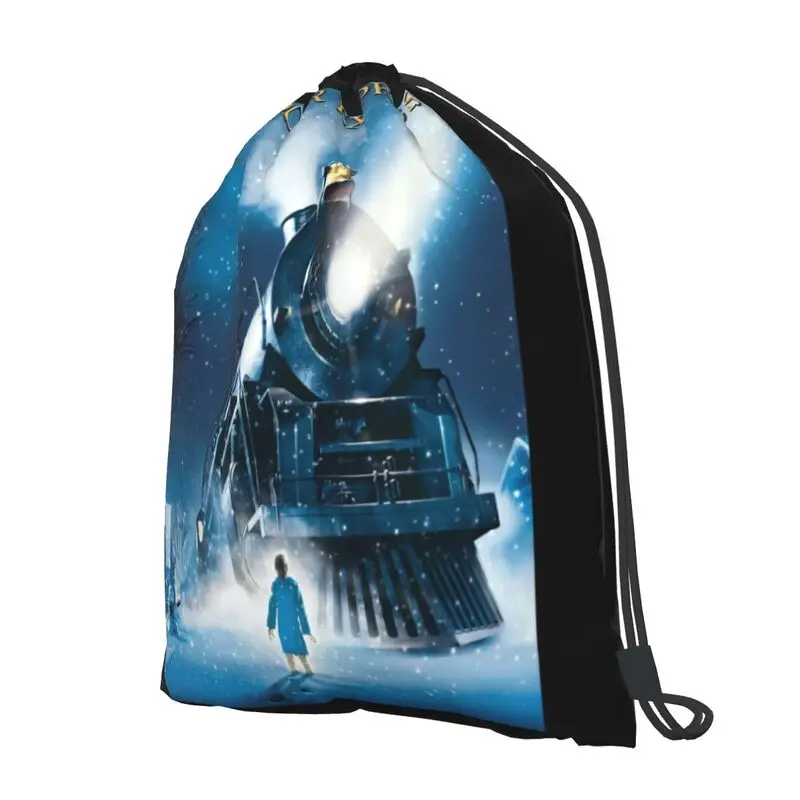 Polar Express Big Train Drawstring Backpack School Schoolbag 3d Printing Multi-function Sports Bag