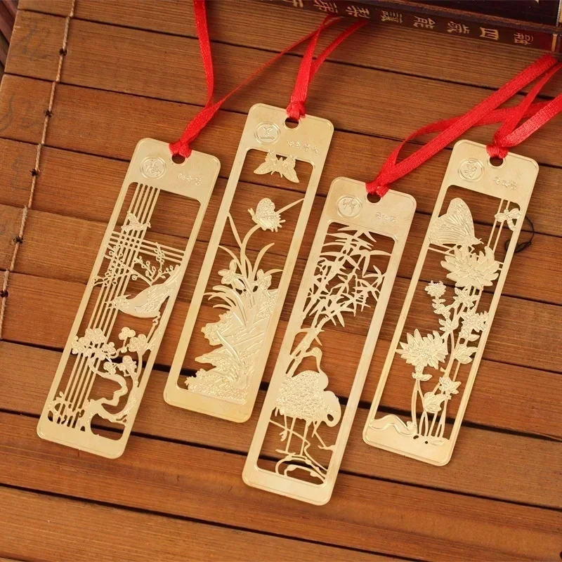 4Pcs/Lot New Cute Kawaii Beautiful Chinese Style Vintage Exquisite Metal Bookmark For Book Creative Item Students Gift Random