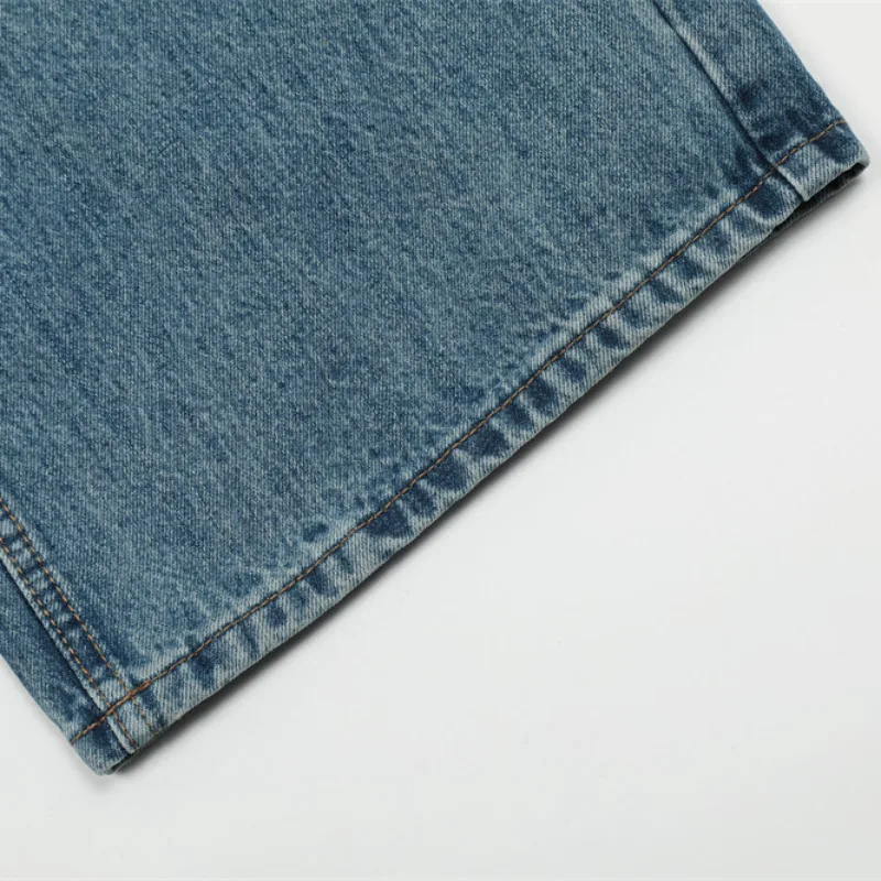 MWJLPWQ Kleurblok Spray Paint Washed Denim Rechte broek Heren High Street Amerikaanse INS Casual jeans Wijde pijpen broek 12321