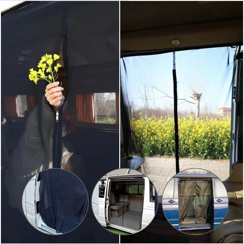 For Vw T5 T6 Sliding Door Magnetic Insect Mosquito Shading Fly Screen Net Camper Auto Interior Accessories Car Curtains