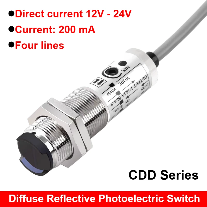 COD Wire Harness Connector Photoelectric Switch Proximity Sensor NPN PNP Distance Adjustable Infrared Laser Diffuse Reflection