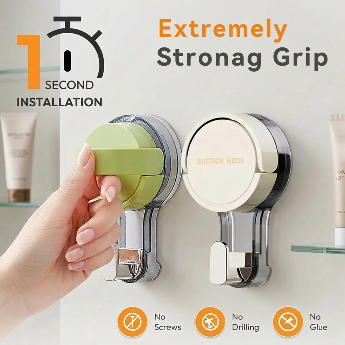 1/2/4PCS Suction Cup Hooks No Punching Wall Hooks for Bathroom Kitchen Bedroom Reusable Towel Clothes Hanger Hook Home Organizer