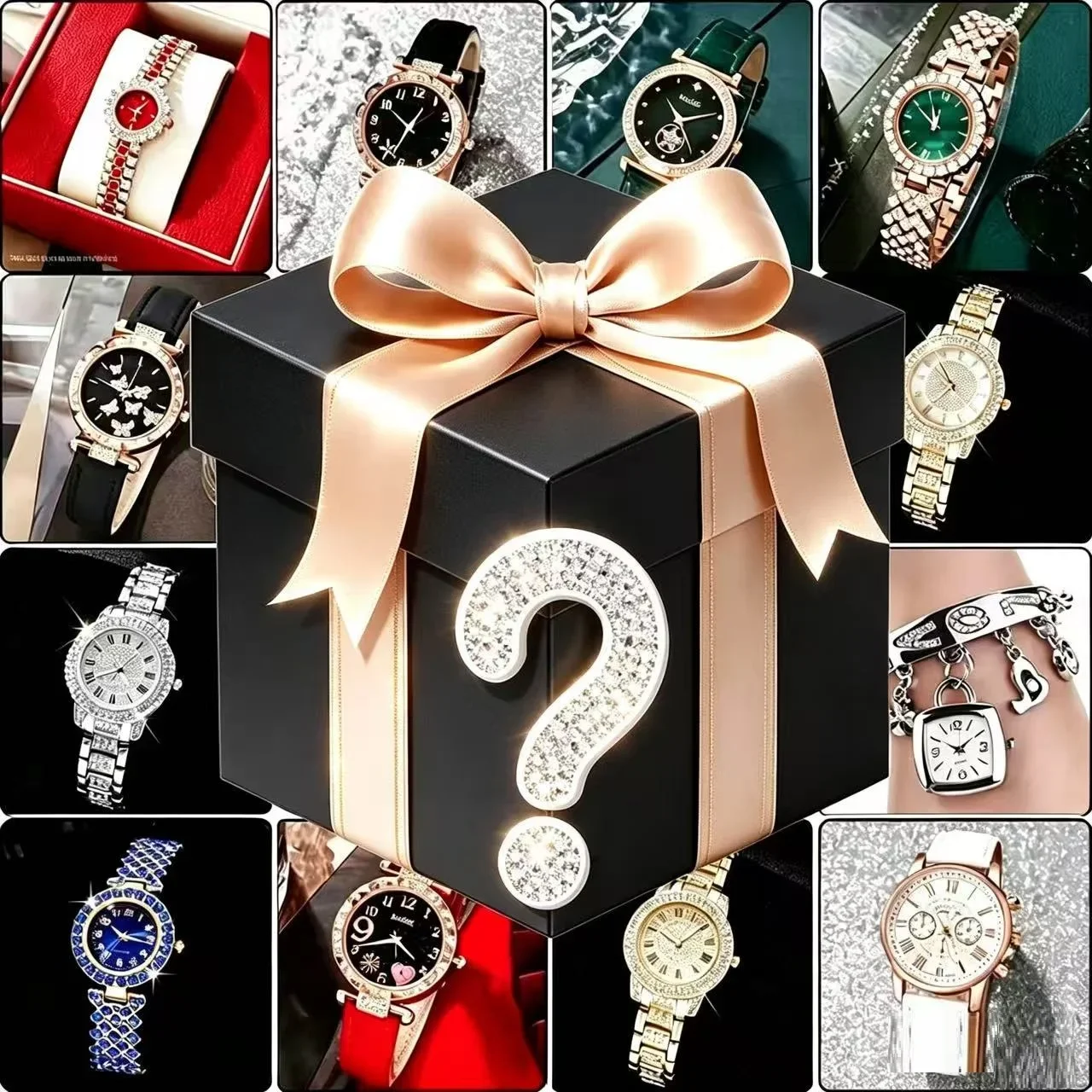 1pc Surprise mystery box with a 100% winning rate, randomly containing one of the men's watches displayed in the image. This is#