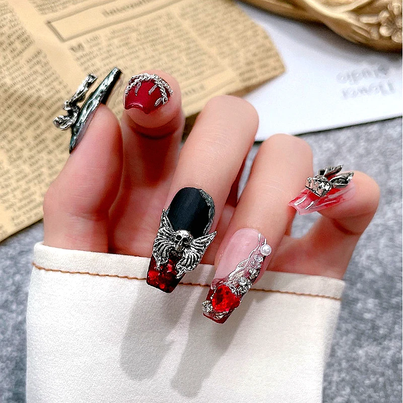 20 pçs antigo prata crânio arte do prego encantos suprimentos retro halloween unhas decoração acessórios manicure decoração design materiais