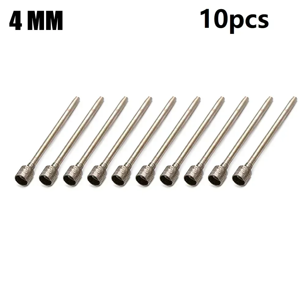 10pc 0.8-4mm rotativo diamante rebarba núcleo broca ferramenta de gravura 2.35mm forma de manga de haste para telha de vidro 42mm-45mm peça de ferramenta manual