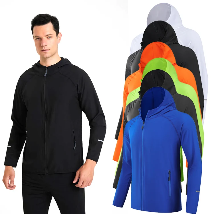 

New Couple Running Jackets 2025 Sports Hooded Quick Dry Reflective Fitness Jacket Men Clothing Outdoor Fitness Night Run Coat