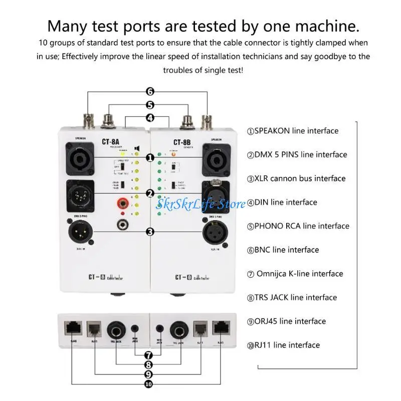 E65E CT8 Audiotory Cable Tester High Accuracy for RJ45 TRS Networking Cable Checks and Maintenance Wire Testing
