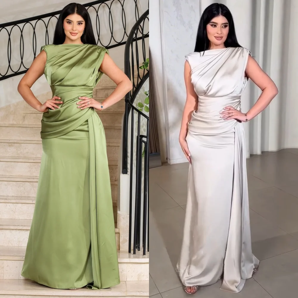 

Customized Exquisite Pleat Pleat Straight Jewel Long Dresses Bespoke Occasion High Quality Sizes Available Simple