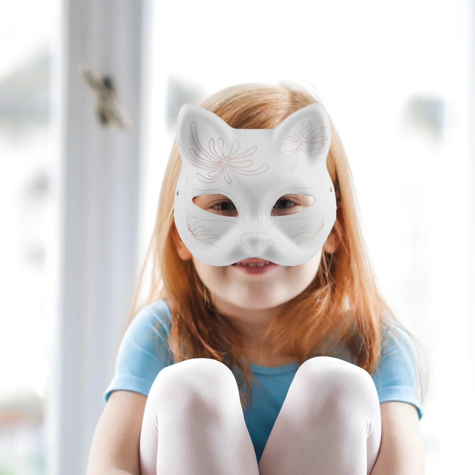 

1pc Cat Face Mask Lightweight Comfortable DIY Paper Masks for Party Halloween Prom White Blank Paintable Art Craft