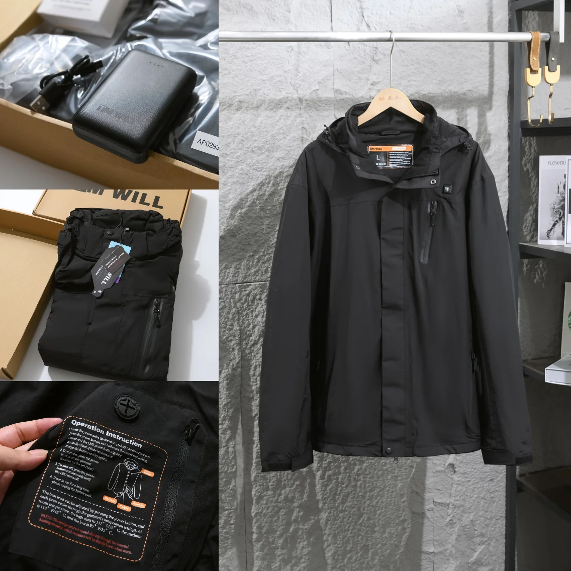 Adjustable Three-Level Temperature Control Large Size Men's Outdoor Fleece-Lined Windproof Breathable Autumn Winter Jacket