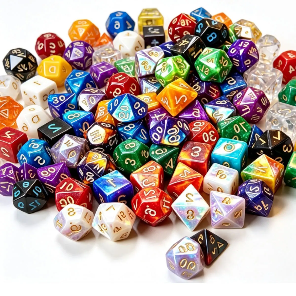 35Pcs 7-Color Polyhedral Dice Kit – 7 Full Sets D4-D20 with 7 Black Storage Pouches, Random Assorted Hues,  Collections ZSY