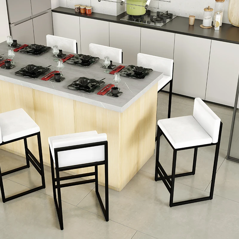Chaises de bar en cuir pour restaurant, modernes, en métal, confortables, relaxantes, hauteur de bar de cuisine, chaises de bar douces, esthétiques, sillas, meubles de maison