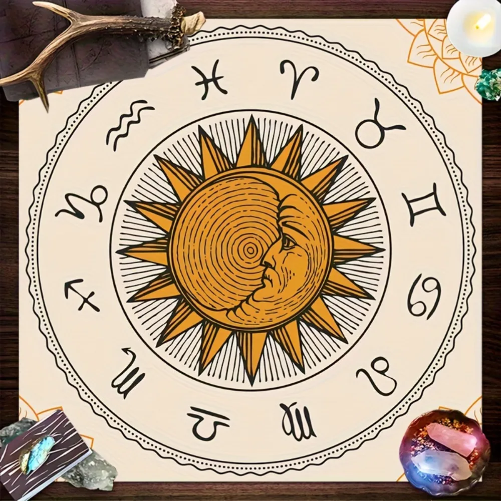 

Скатерть с астрологическим принтом «Солнце и Луна» (односторонняя), мистическая, стильная, для алтаря, столовой, дома, аксессуар для создания космической атмосферы, подарок