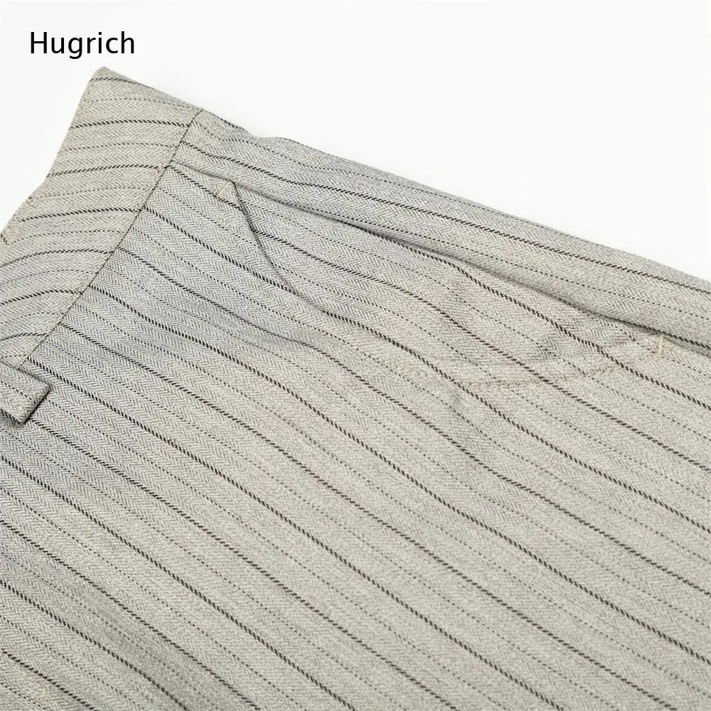 Men's Vertical Pinstripe High Waist Ruched Draped Oversized Balloon Wide Leg Casual Pants