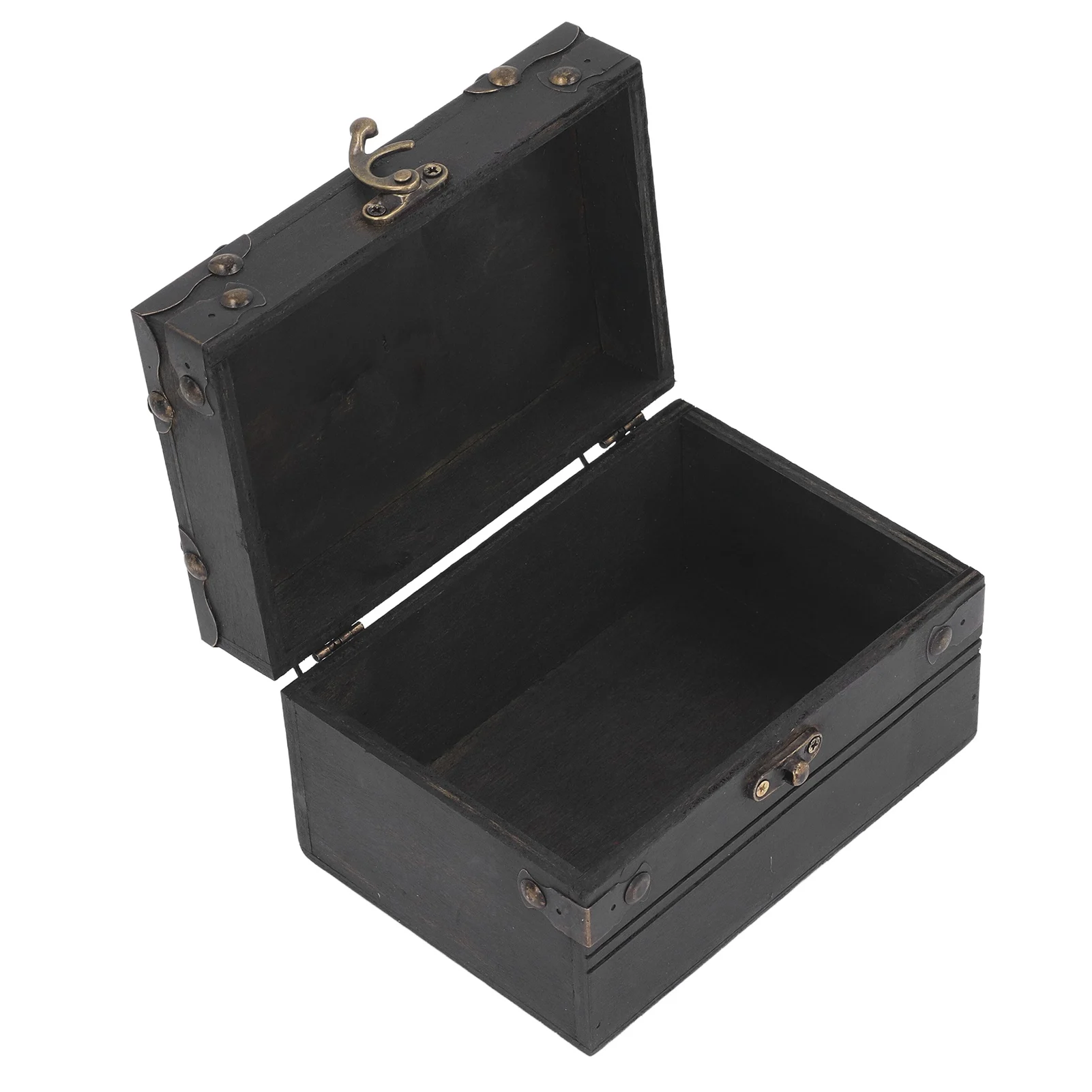 Vintage Wooden Jewelry Storage Box Treasure Chest Case Trinket Box Desk Decoration for Storing Necklace Rings Earrings