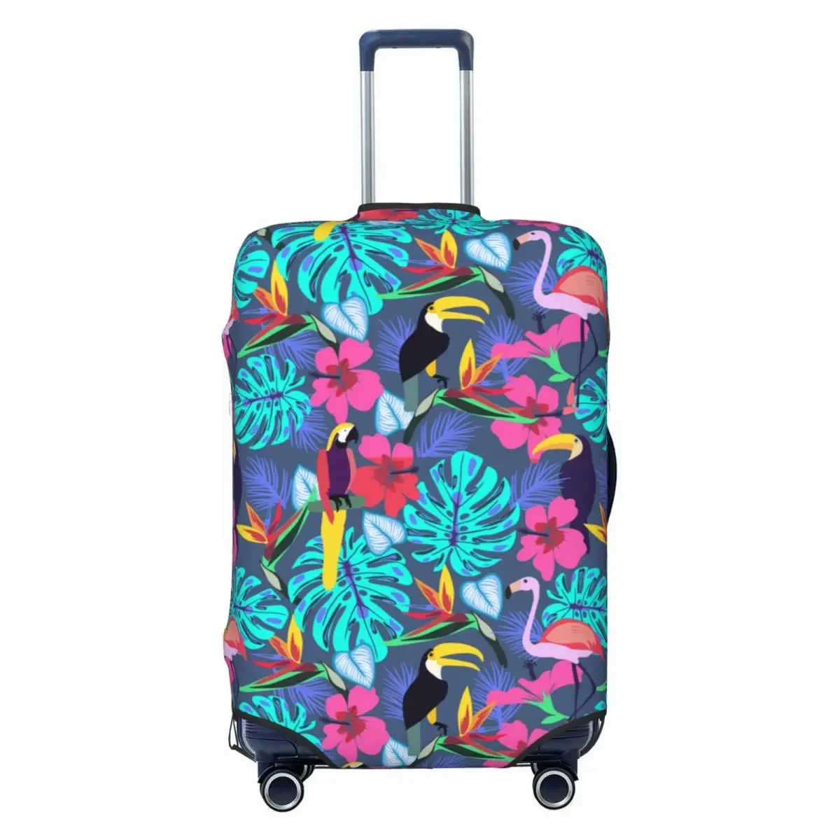 Tropical Plants Suitcase Cover Flamingo Toucan Parrot Travel Protector Vacation Elastic Luggage Accesories