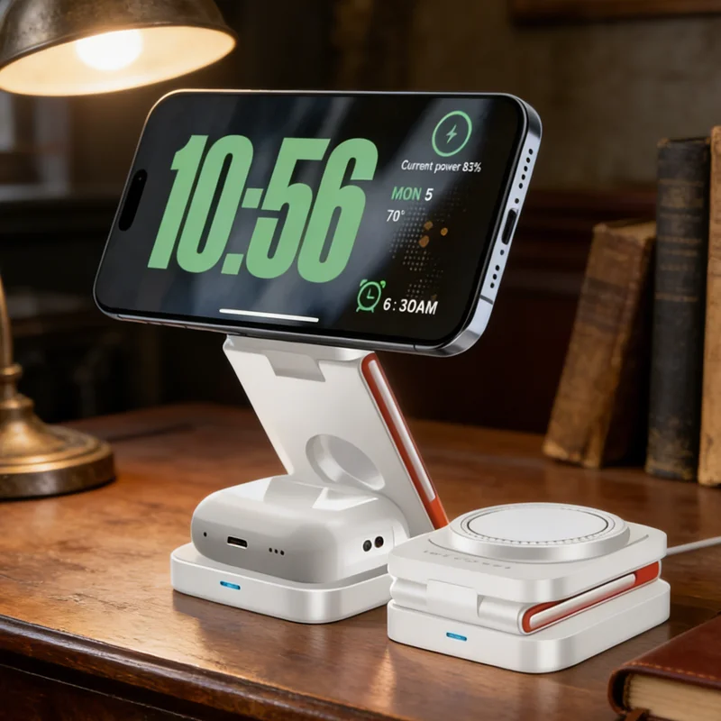 3 In 1 Foldable Magnetic Wireless Charger Stand Fast Chargin