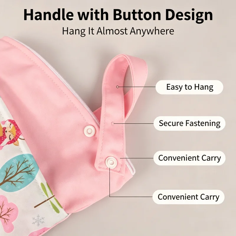 Imagen 3: Bolsa para pañales de bebé de 25x35cm con doble asa, impermeable, con separación de ropa húmeda y seca, almacenamiento con cremallera, organizador portátil con estampado de dibujos animados