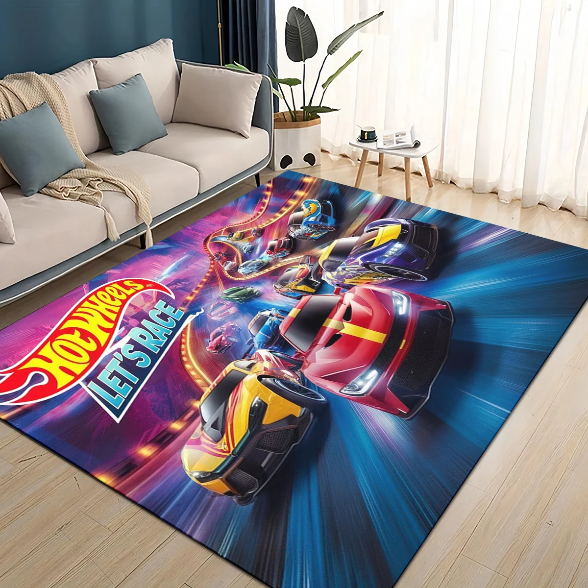 Alfombra 3D H-Hot Wheels Monster Racing Car Area, alfombra para sala de estar, dormitorio infantil, sofá, felpudo, alfombra antideslizante