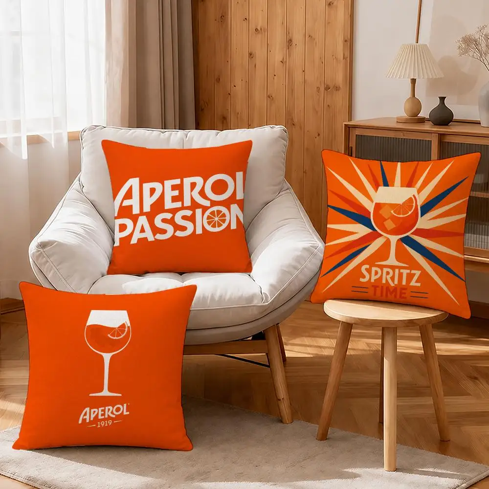 Brand Aperol Spritz Cushion Cover Linen Anti-Mite Antibacterial Cushion Cover Invisible Zipper Sofa Decor