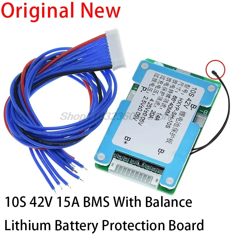 Carte de protection de batterie au lithium avec contrôle de température intégré d'équilibre, cellule polymère BMS, 10S, 42V, 15A, 18650