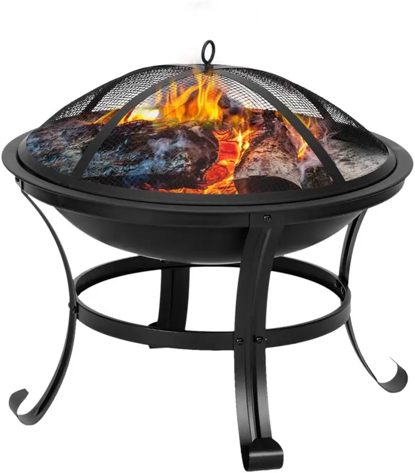 Fire Pit Decoration,Wood Burning Fire Pit for Outside – Small Fire Pit for Backyard, Porch, Deck, Camping, BBQ, Black, A26534