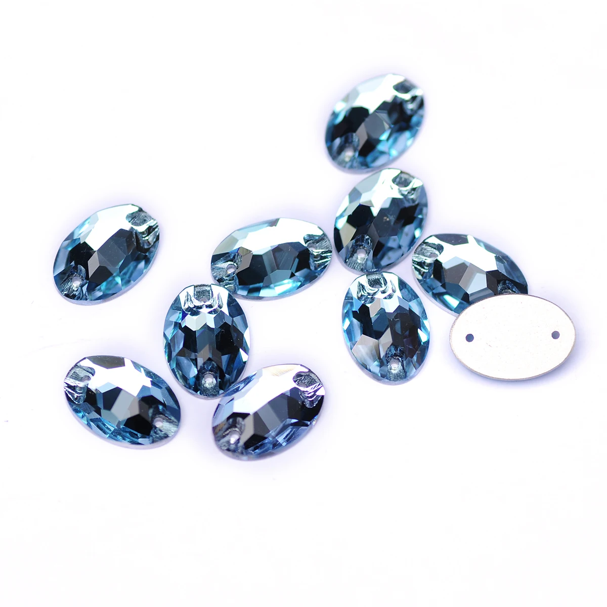 YANRUO 3210 Oval Aquamarine flatBack Sewing Rhinestones Leotard Gymnastic Needlework Crystals Stones For Clothes Decoration