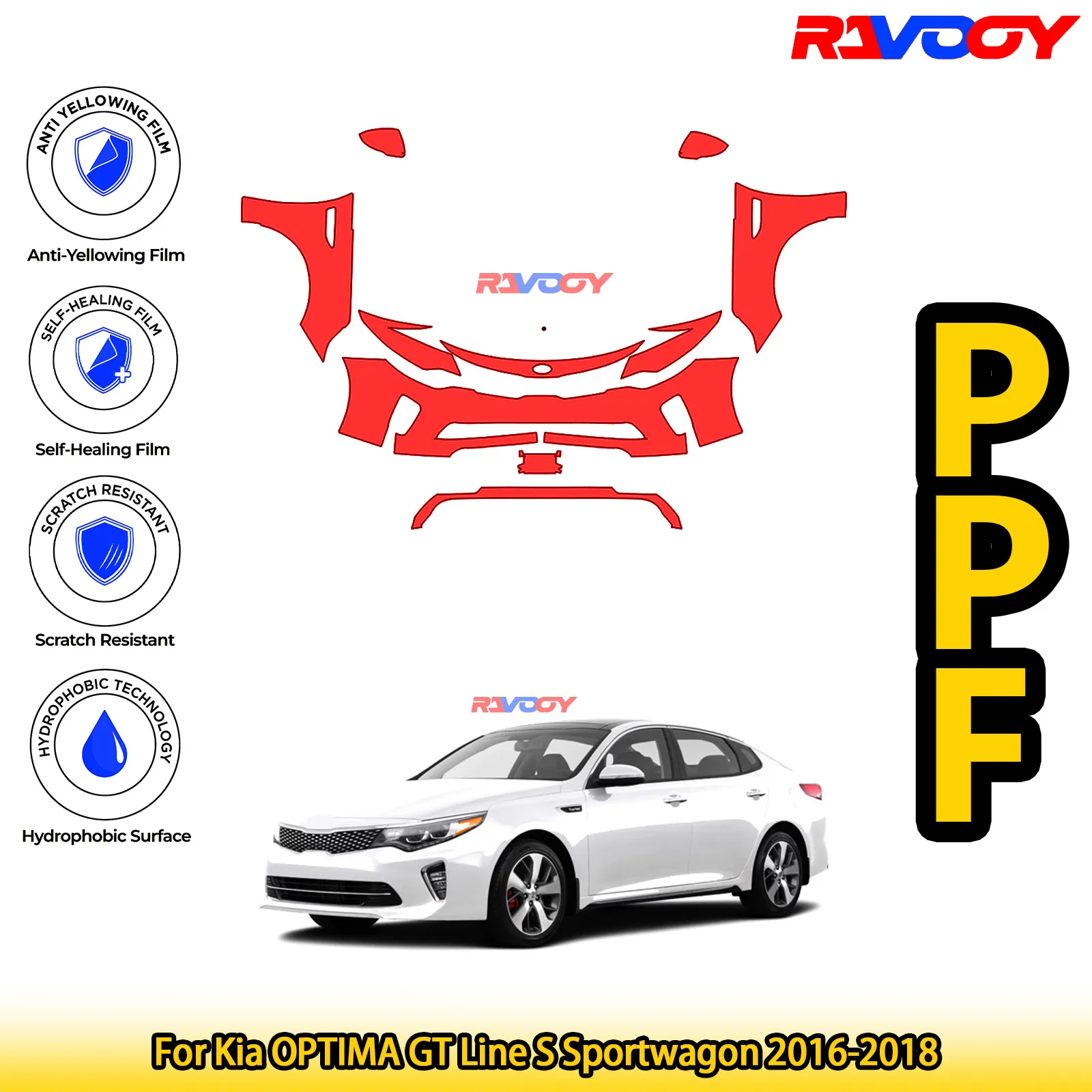 

Для Kia OPTIMA GT Line S Sportwagon 2016-2018 глянцевый матовый черный предварительно вырезанный передний комплект PPF защитная пленка для краски