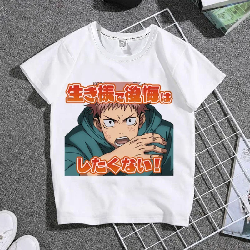 Jujutsu Kaisen Cosplay T Shirts for Children Anime Figure Itadori Yuji Satoru Gojo Kugisaki Nobara Summer Y2K Boy Girl Tees Tops