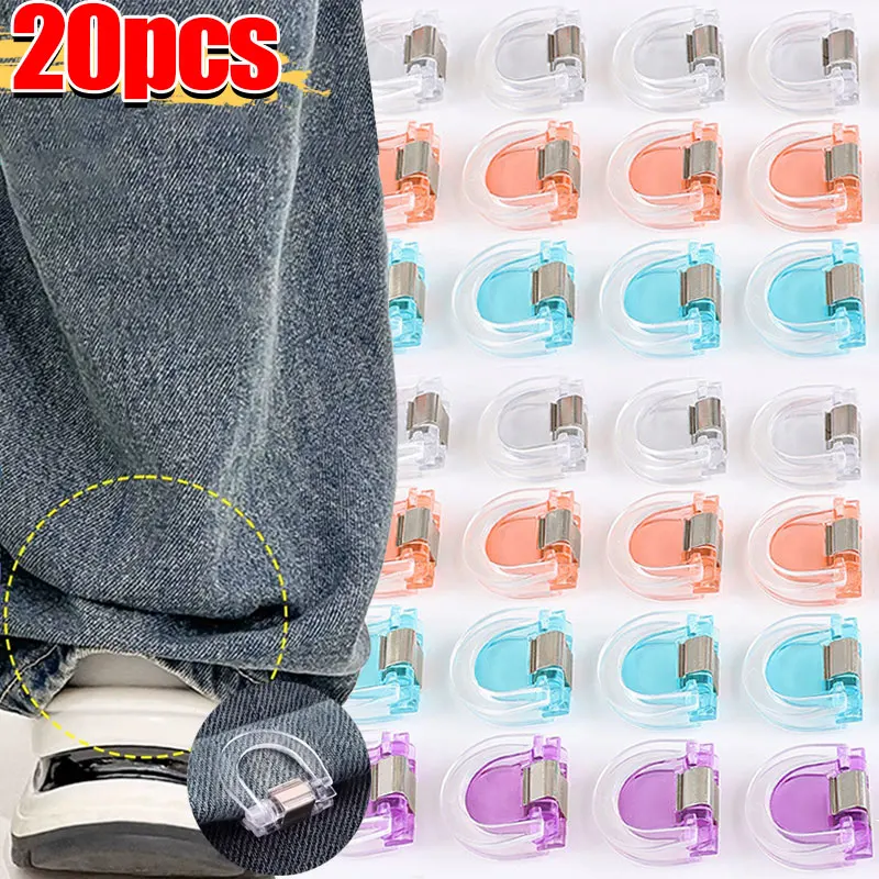 

20Pcs Invisible Leg Shortening Clips Non-slip Pants Edge Clip Detachable Buckle For Anti-drag Pants Hem Fixing DIY Sewing Craft