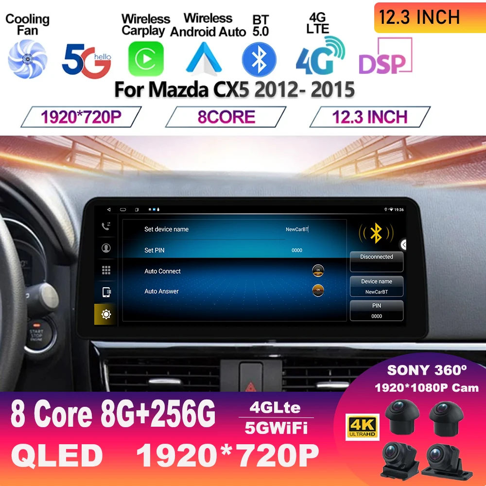 

Для Mazda Cx-9 Cx9 2021 2020 1920*720 Автомобильный Android 13 экран мультимедийный видеоплеер CarPlay GPS навигация Радио авторадио 128 ГБ радио