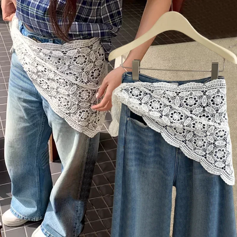 Nieuwe Retro vrouwen Kant Holle Gehaakte Driehoekige Hoofddoek Tippet Billen Cover Look Slanker Taille Decoratieve Accessoire