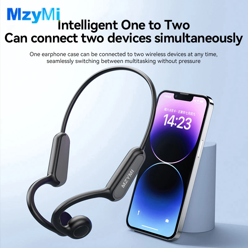 MZYMI B8 سماعة توصيل عظمية حقيقية من النوع C سماعة لاسلكية تعمل بالبلوتوث سماعة رأس رياضية مقاومة للماء للتدريبات والجري والقيادة