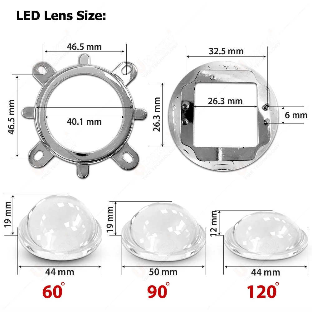 1Set Aluminium Kühlkörper Lüfter 20W 30W 50W 100W 200W LED kühler 60-90 grad 44mm Objektiv + Reflektor Halterung hotsale diy