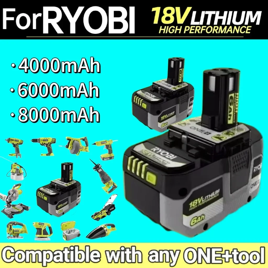 

RYOBI ONE+8.0Ah high-performance lithium battery, no memory effect, low self discharge, suitable for all ONE+tools