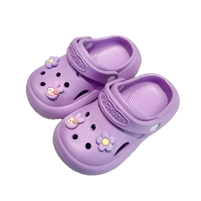 

Летние детские тапочки-сабо 2026 для девочек, модные сандалии с цветами, пляжная обувь для детей, мягкая подошва, домашние тапочки для малышей