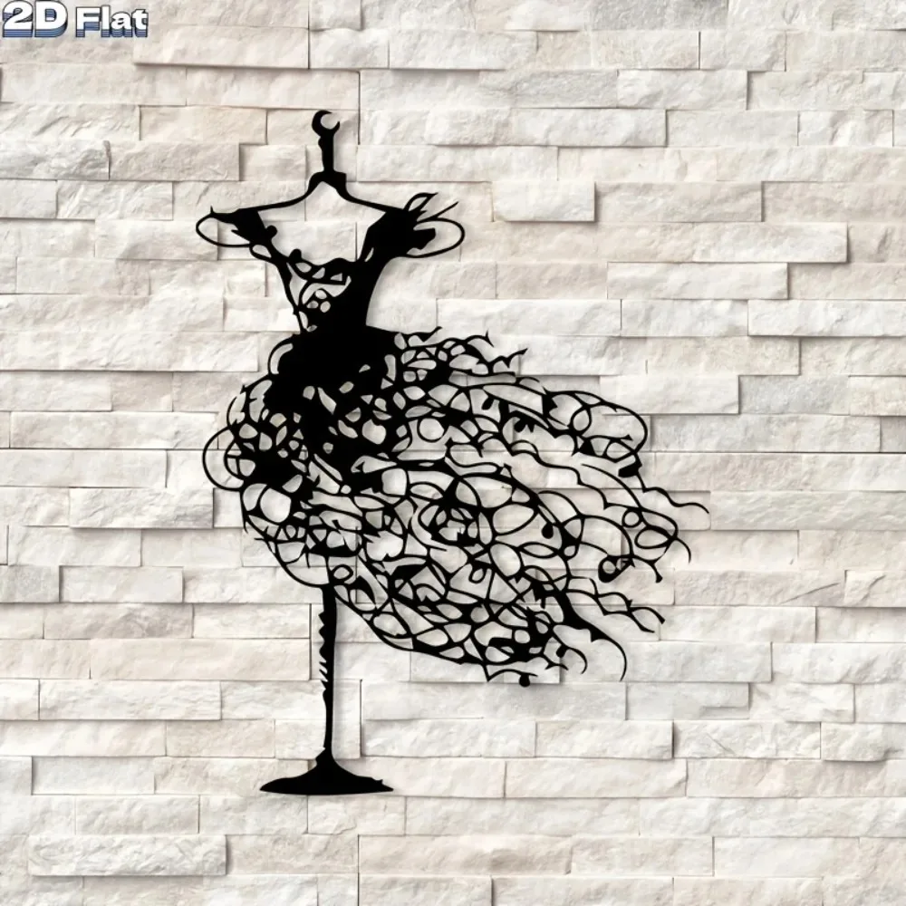 CIFBUY Iron Art Wall Decor Abstract Metal Mannequin Dress Line Art Hanging Sign Minimalist Black Metal Plaque For Bedroom Salon