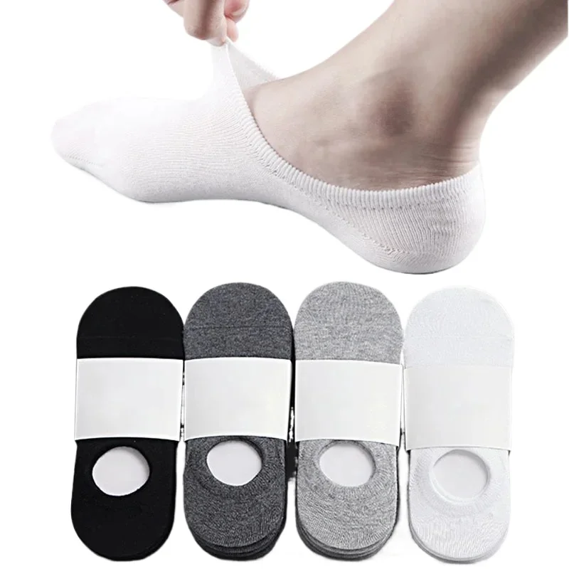 Men's Invisible Socks 5/10 Pairs No-show Ankle Cotton Silicone Non-slip Summer Casual Breathable Thin Boat Sockc