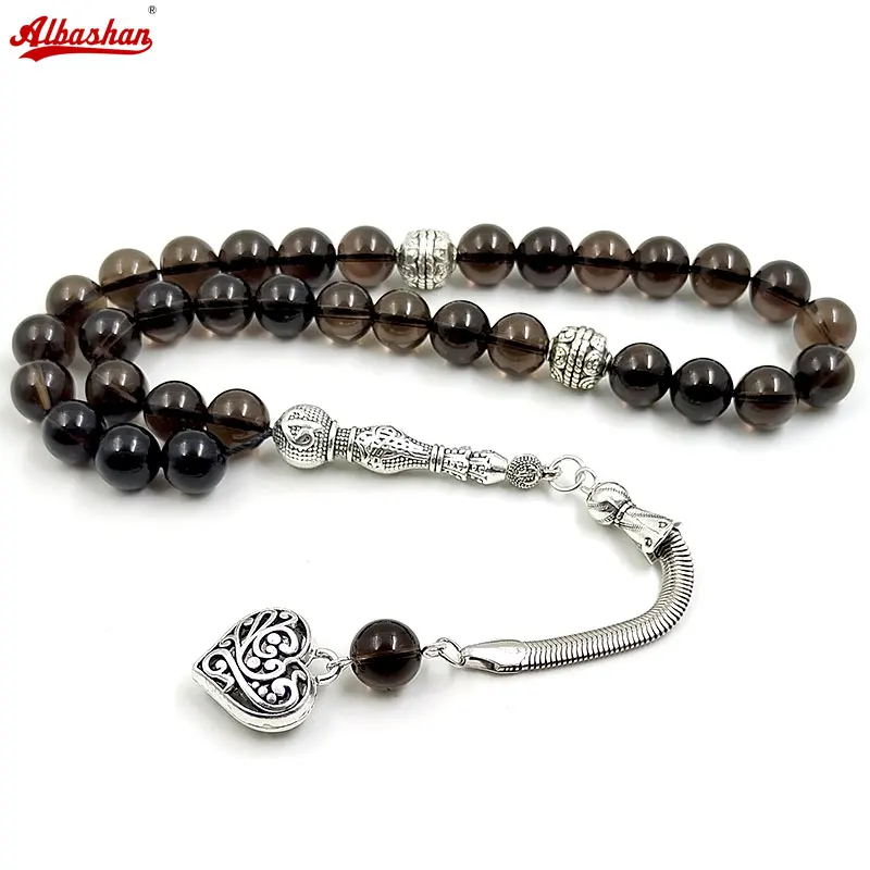 

Tasbih Natural Smoky Quartzs 5A High quality grey Crystal misbaha 33 prayer beads bracelet muslim Eid ramadan gift accessory