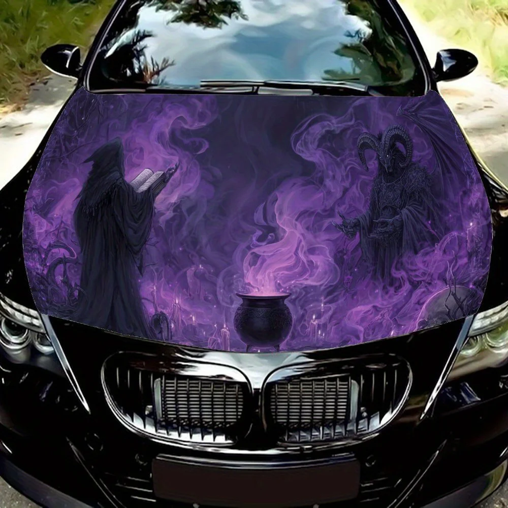 

Purple - Flame Magic Car Vinyl Wrap, PVC Waterproof Car Hood Sticker, Self-Adhesive Scratch-Resistant Stickers for Engine Cover,
