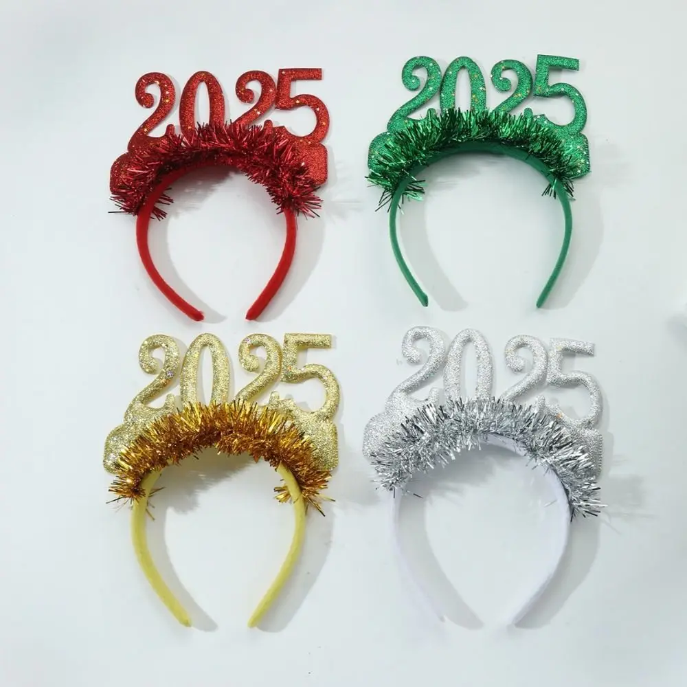 2025 Happy New Year Headband Sequin Letter Decorative Christmas Headpiece Crown Hair Hoop Photographic Headwear