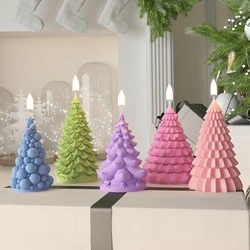Stacked Leaves Santa Tree Resin Mould Bubble Stripe Plant Candle Soap Silicone Mold Pine Cones Christmas Gifts Party Cake Decor