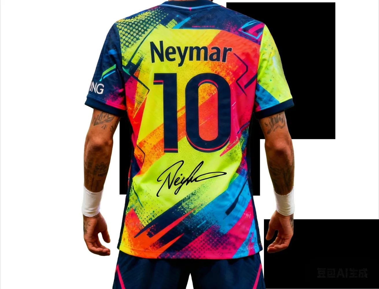 تي شيرت جيرسي مروحة الموقف الأسطوري نجم نيمار الأسطوري مريح كاجوال فضفاض وعصري للرياضات الخارجية #4