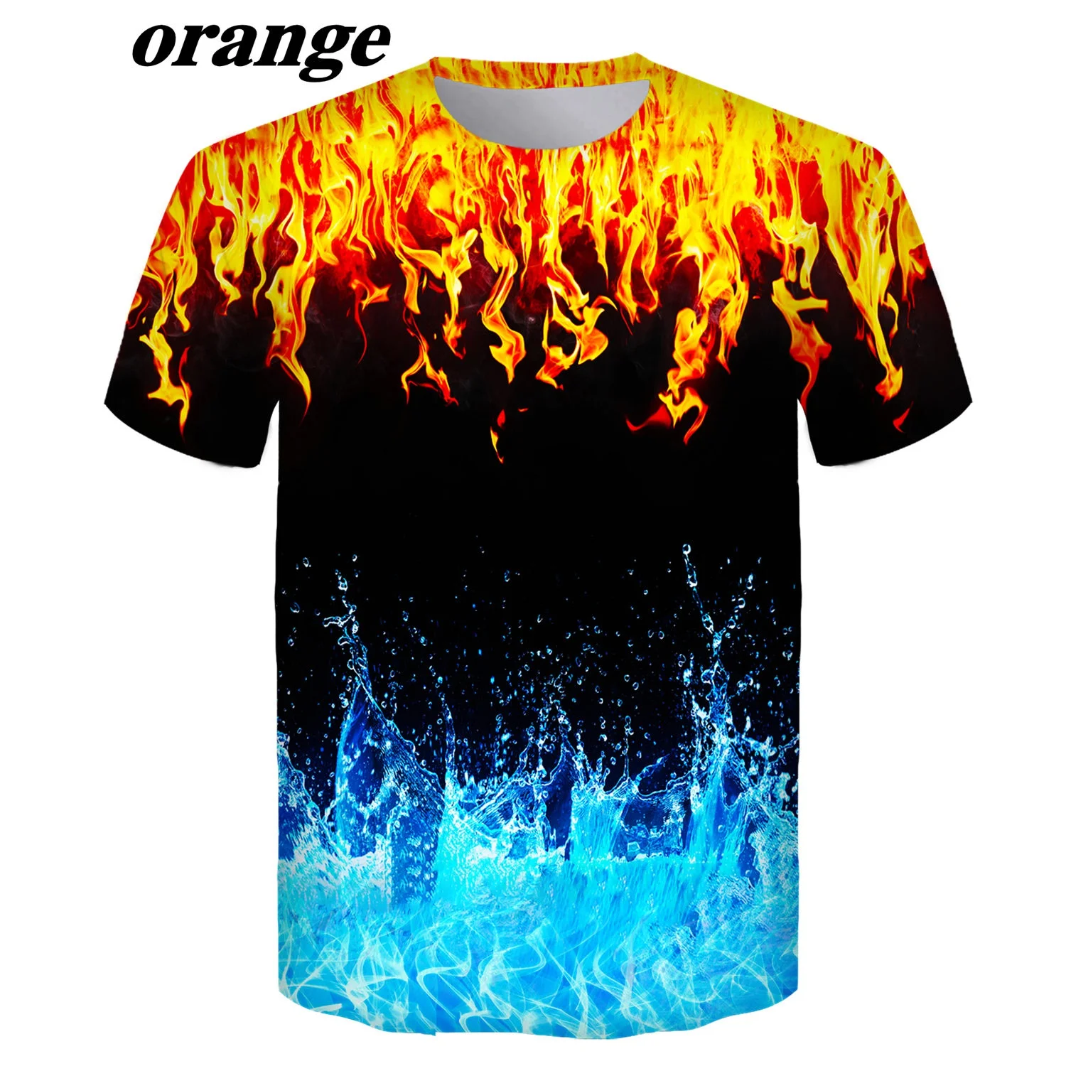 Men's Fashion Cool Flame 3D Printed T Shirt Hipster Short Sleeve Casual Loose T-Shirt Summer Tee Shirt