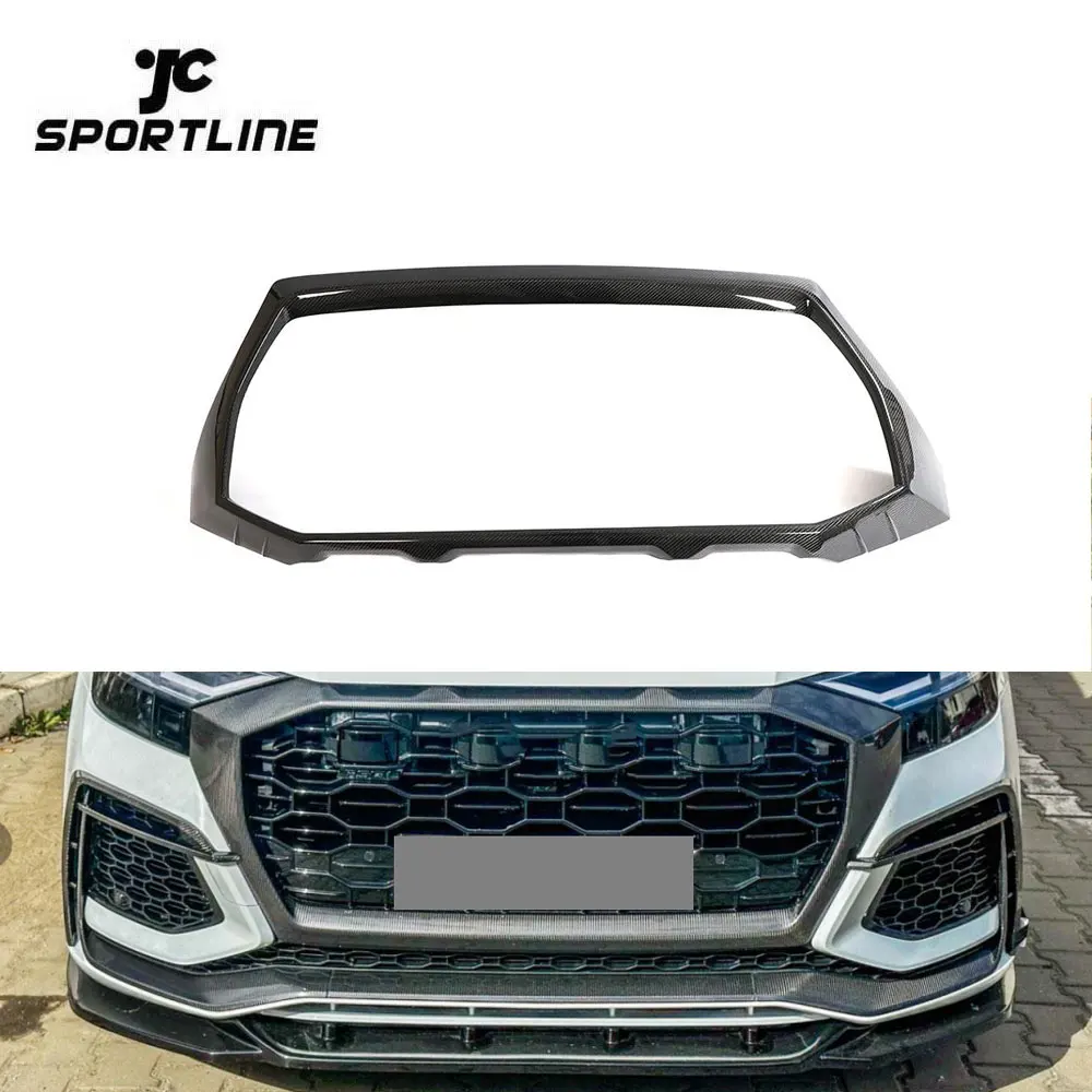 JC Sportline Carbon Fiber RSQ8 Front Grill Cover For Audi RSQ8 SLine SUV Sport Utility 4-Door 2020-2023